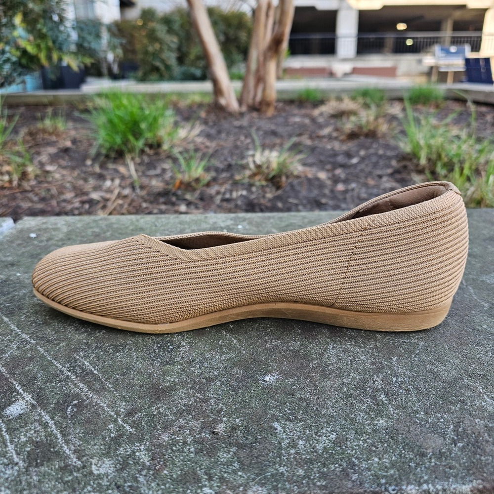 Vivaia Margot Square Toe Flats Tan Ribbed Knit Sustainable Shoes EU 39.5 US 8.5 - Picture 5 of 8